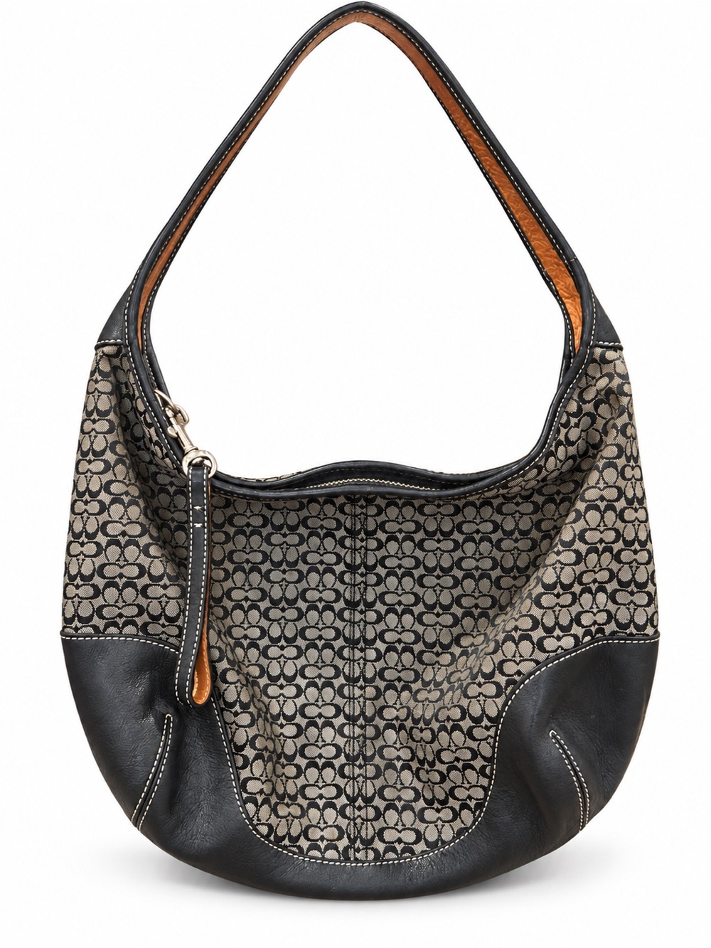 Coach Black Signature Canvas Shoulder Bag with Dark Leather Trim